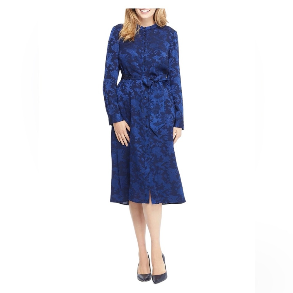 GAL MEETS GLAM  button front shirt dress size 4 navy blue new